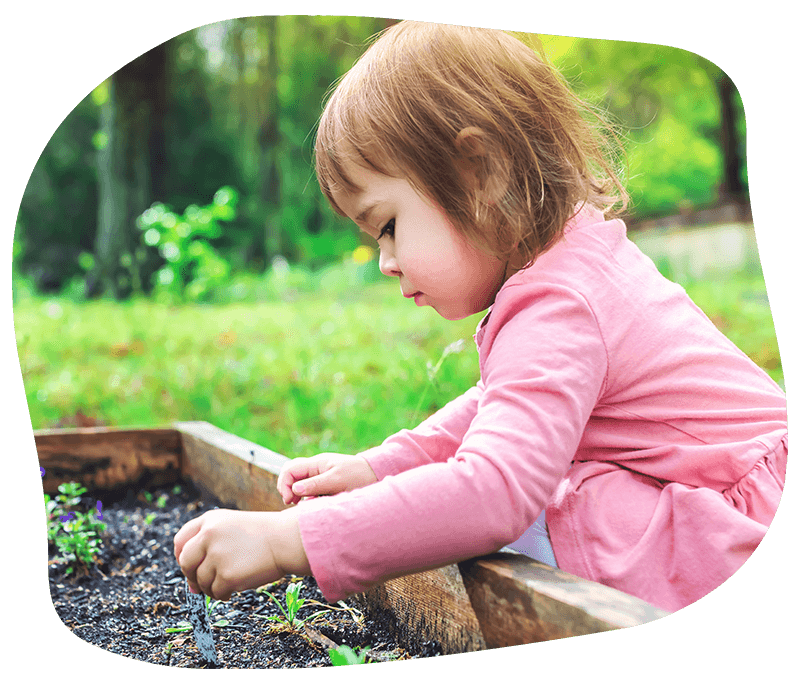 Young Girl Planting at the Garden — Our Philosophy in Ashmore, QLD
