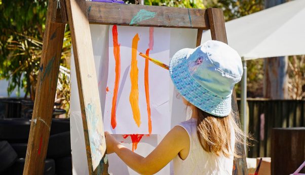 Young Girl Focused on Her Artwork — Early Learning Centre Maudsland,QLD