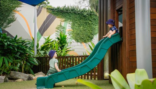 Two Kids at A Slide